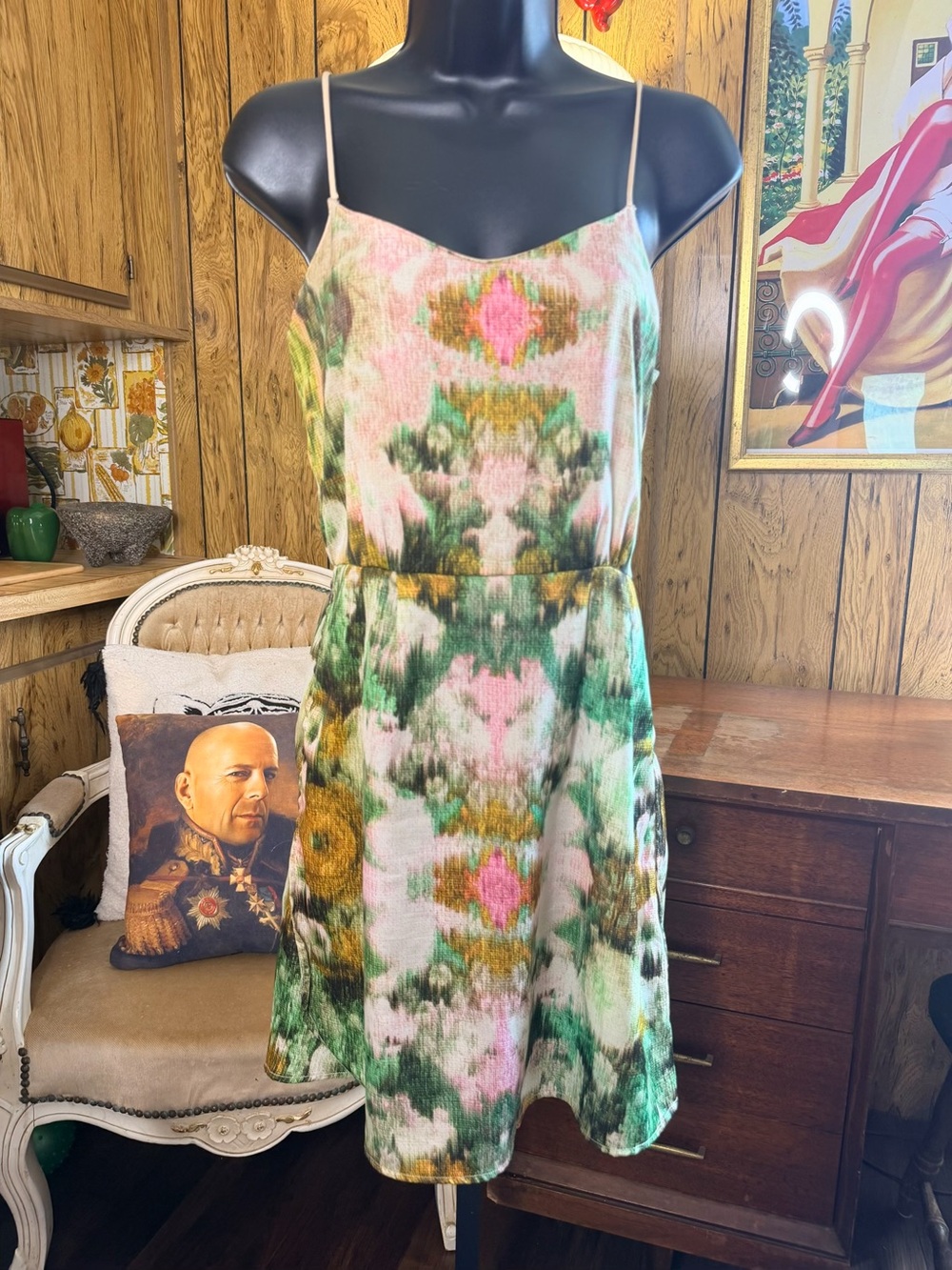 Sam & Lavi Watercolor Floral Spaghetti Strap Mini Dress
